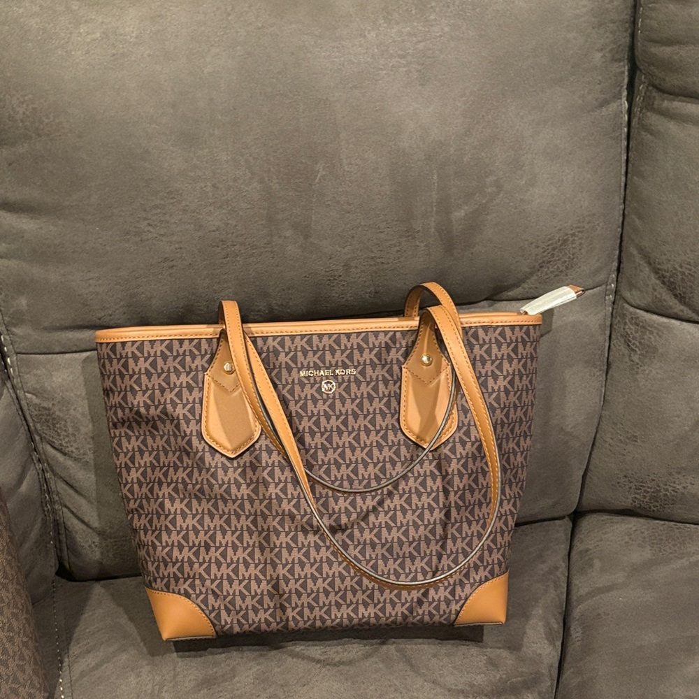 Michael Kors Brown and Tan Monogram Tote